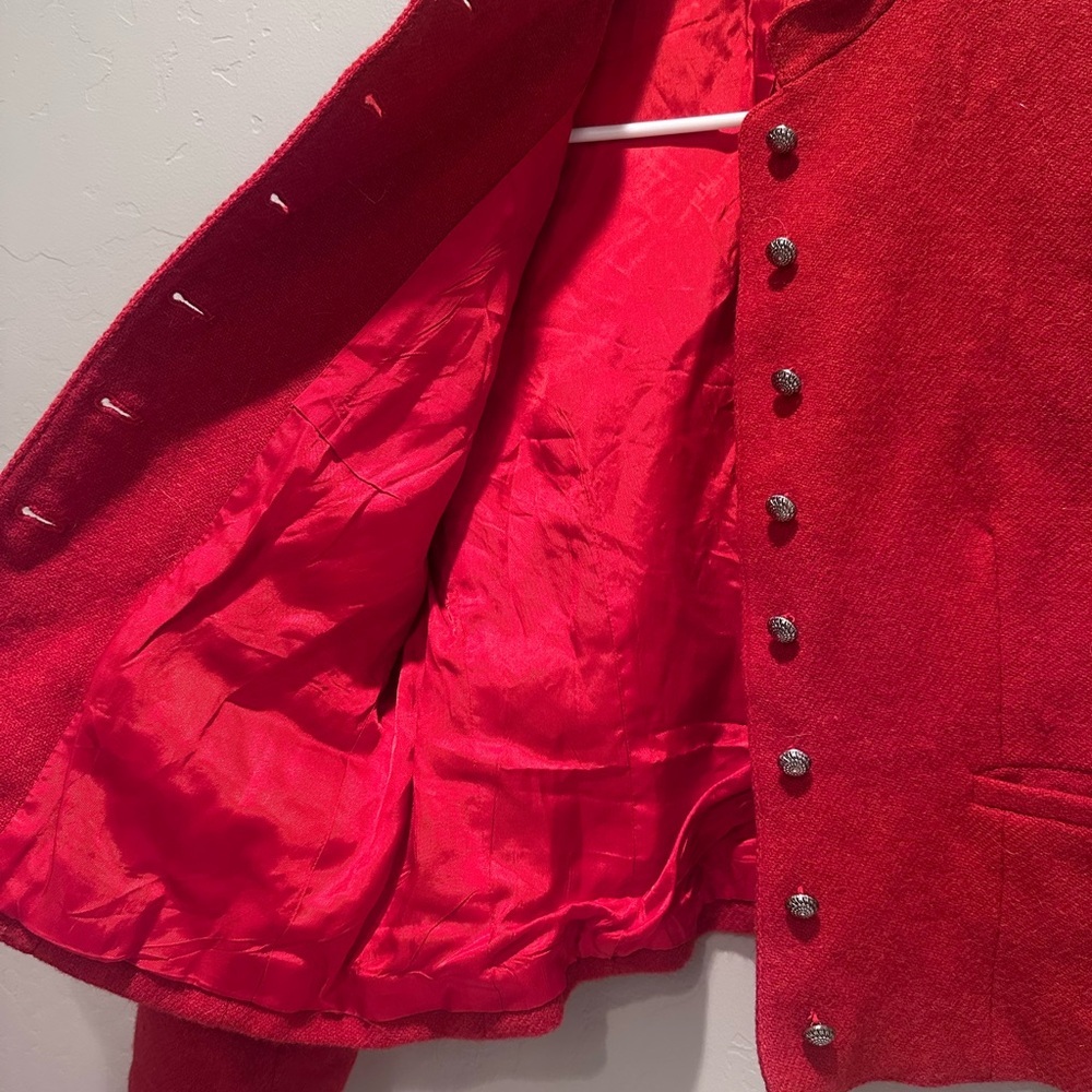 Evan Picone Red Wool Button Front Blazer Jacket S… - image 5